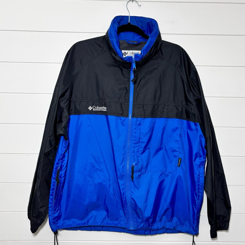 Columbia‎ Light Windbreker Jacket Embroidery Blue and Black Men Size L